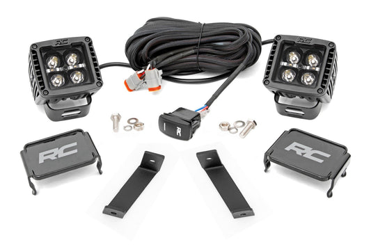 Kit de Luces LED | Soporte para Zanja | Par de 2" Negro | DRL Blanco | Jeep Cherokee KL (14-21)