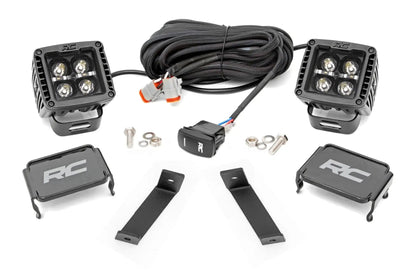 Rough Country LED Light Kit | Ditch Mount | 2" Black Pair | Amber DRL | Jeep Cherokee KL (14-21) by Rough Country
