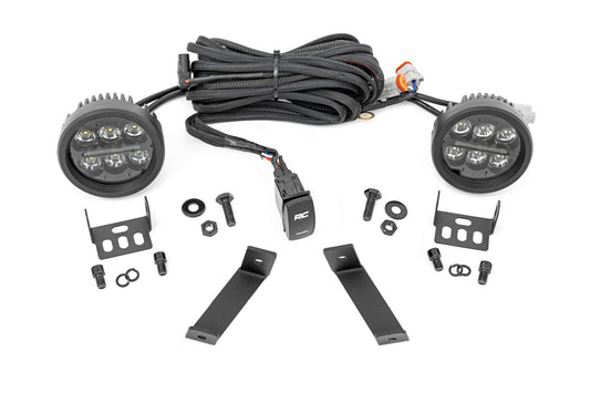 Kit de luces LED | Montaje en zanja | Redondas serie negra | 3.5 pulgadas | DRL ámbar | Jeep Cherokee KL (14-21)