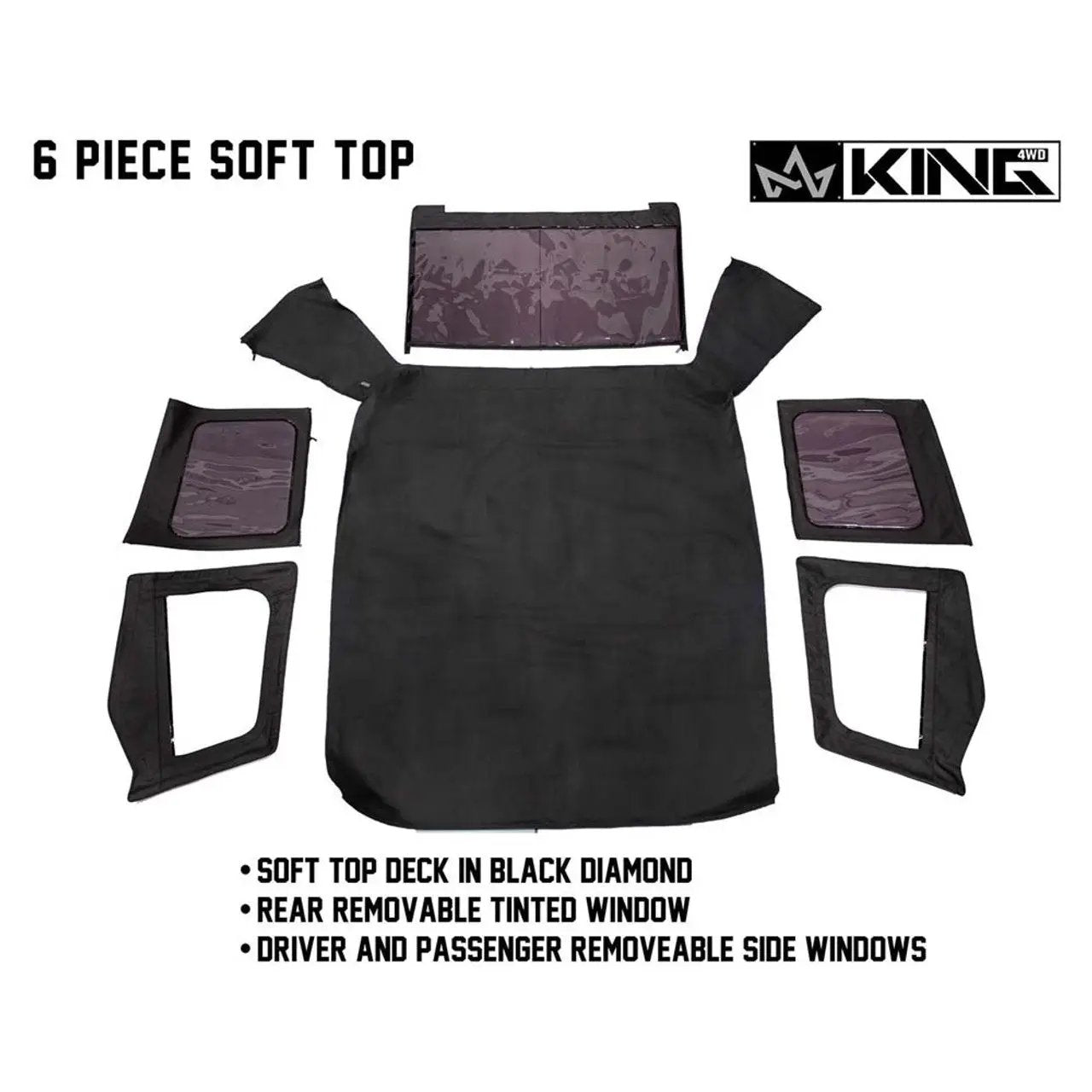 King 4WD Replacement Soft Top - Black Diamond - YJ by King 4WD