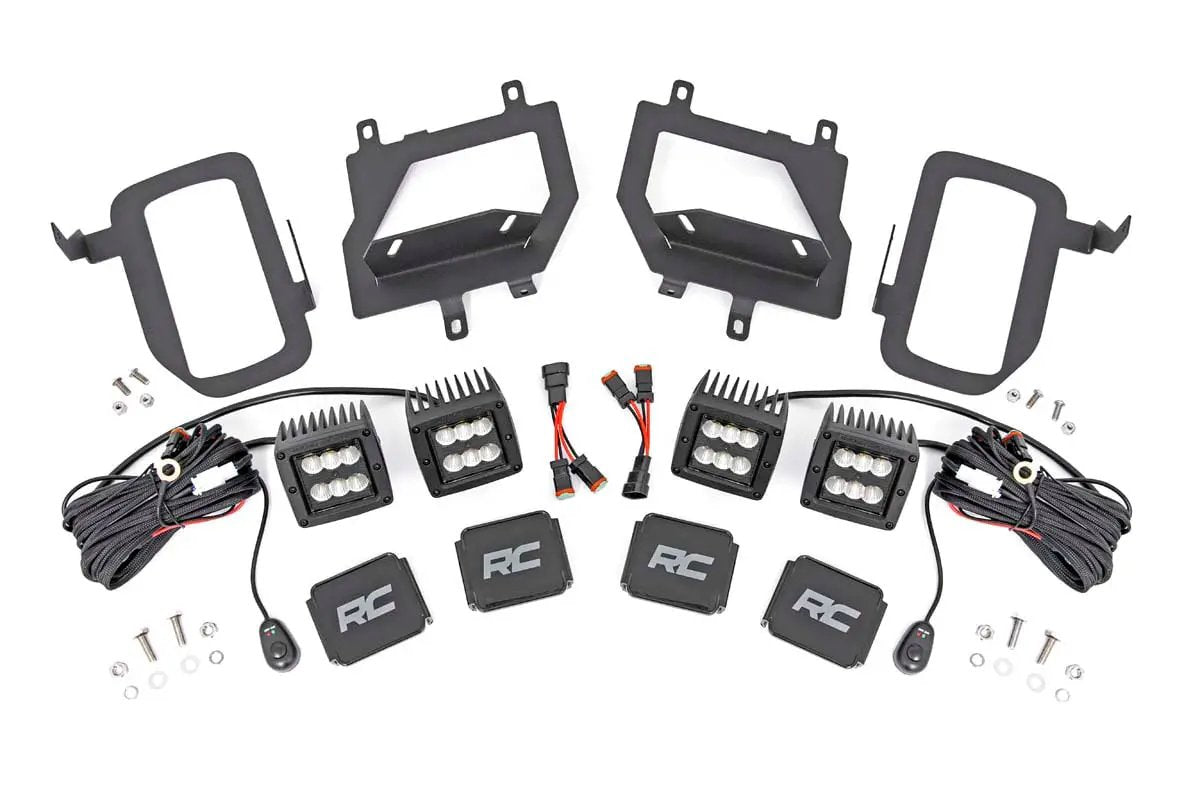 Rough Country LED Light Kit | Fog Mount | Dual 2" Black Pairs | Flood | Ford F-150 (15-17) by Rough Country
