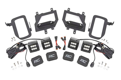 Rough Country LED Light Kit | Fog Mount | Dual 2" Black Pairs | Flood | Ford F-150 (15-17) by Rough Country