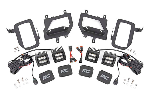 Rough Country LED Light Kit | Fog Mount | Dual 2" Black Pairs | Flood | Ford F-150 (15-17)