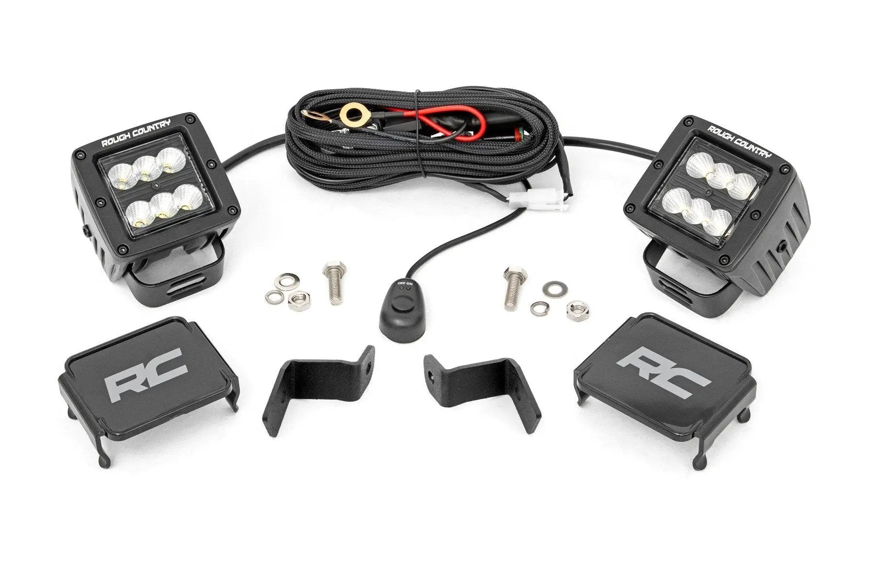 Rough Country LED Light Kit | Ditch Mount | 2" Black Pair | Flood | Ford F-150 (15-25)/F-150 Lightning (22-25) by Rough Country