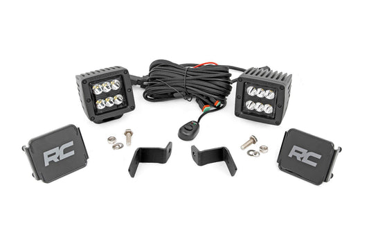 Rough Country LED Light Kit | Ditch Mount | 2" Black Pair | Spot | Ford F-150 (15-25)/F-150 Lightning (22-25)