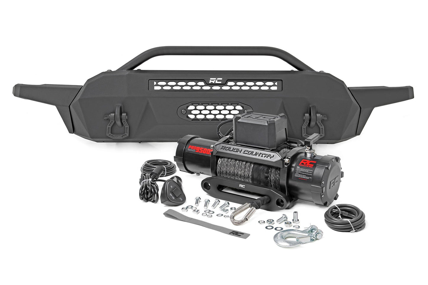 Defensa delantera | Alto despeje | Cabrestante Serie Pro de 12000 lb | Cable sintético Toyota Tacoma 4WD (16-23)