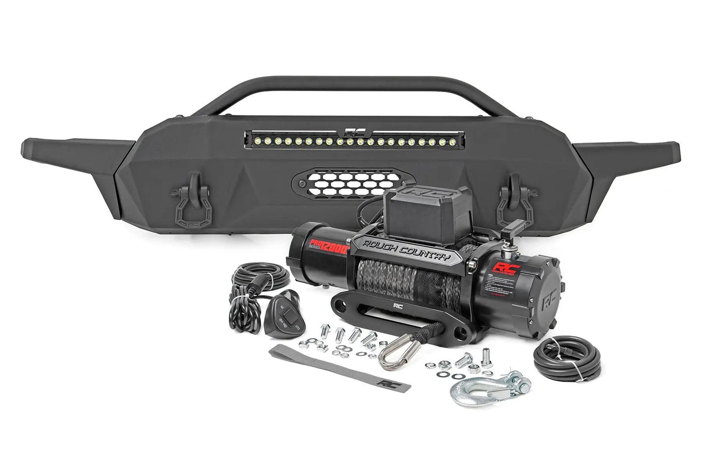 Rough Country Front Bumper | Hybrid | 20" Blk White DRL LED | Toyota Tacoma 2WD/4WD (16-23) by Rough Country