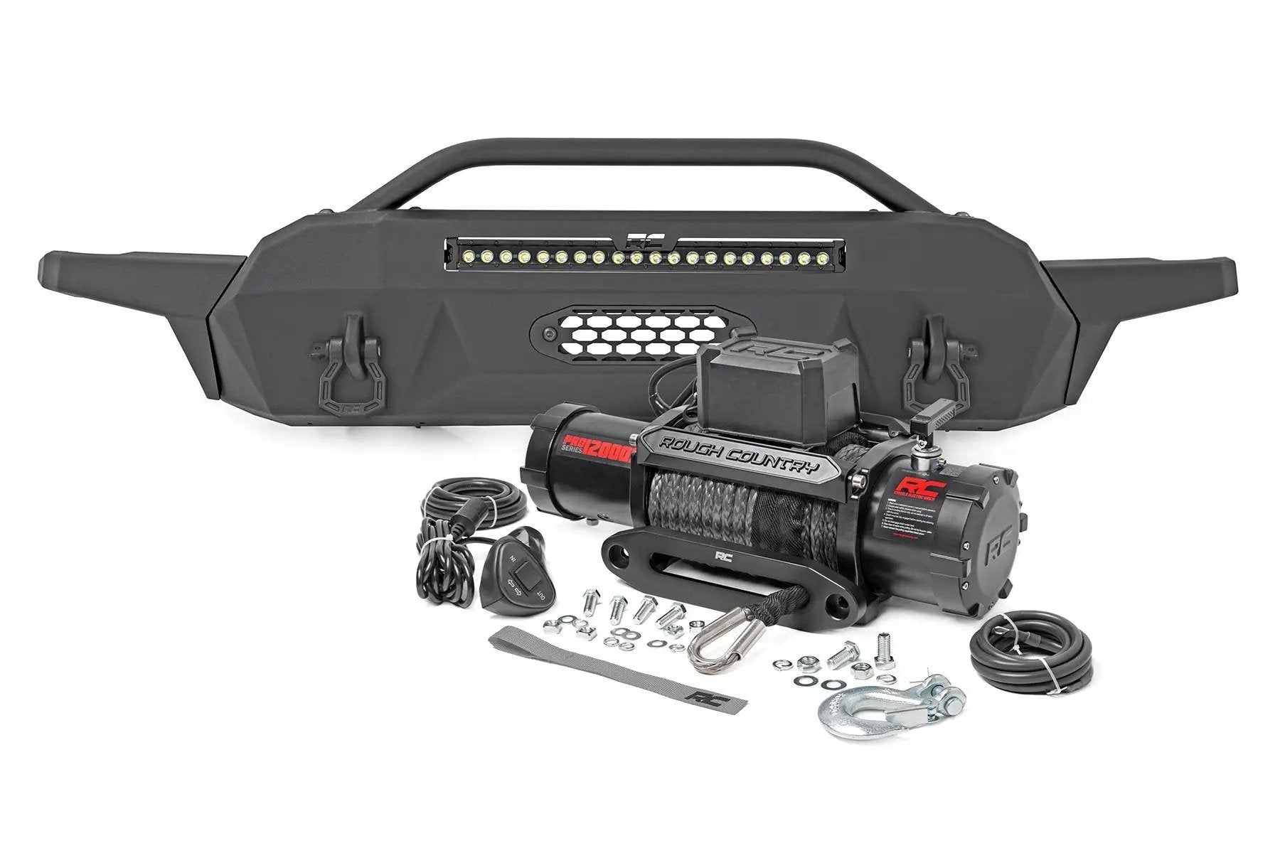 Rough Country Front Bumper | Hybrid | 20" Blk White DRL LED | Toyota Tacoma 2WD/4WD (16-23) by Rough Country