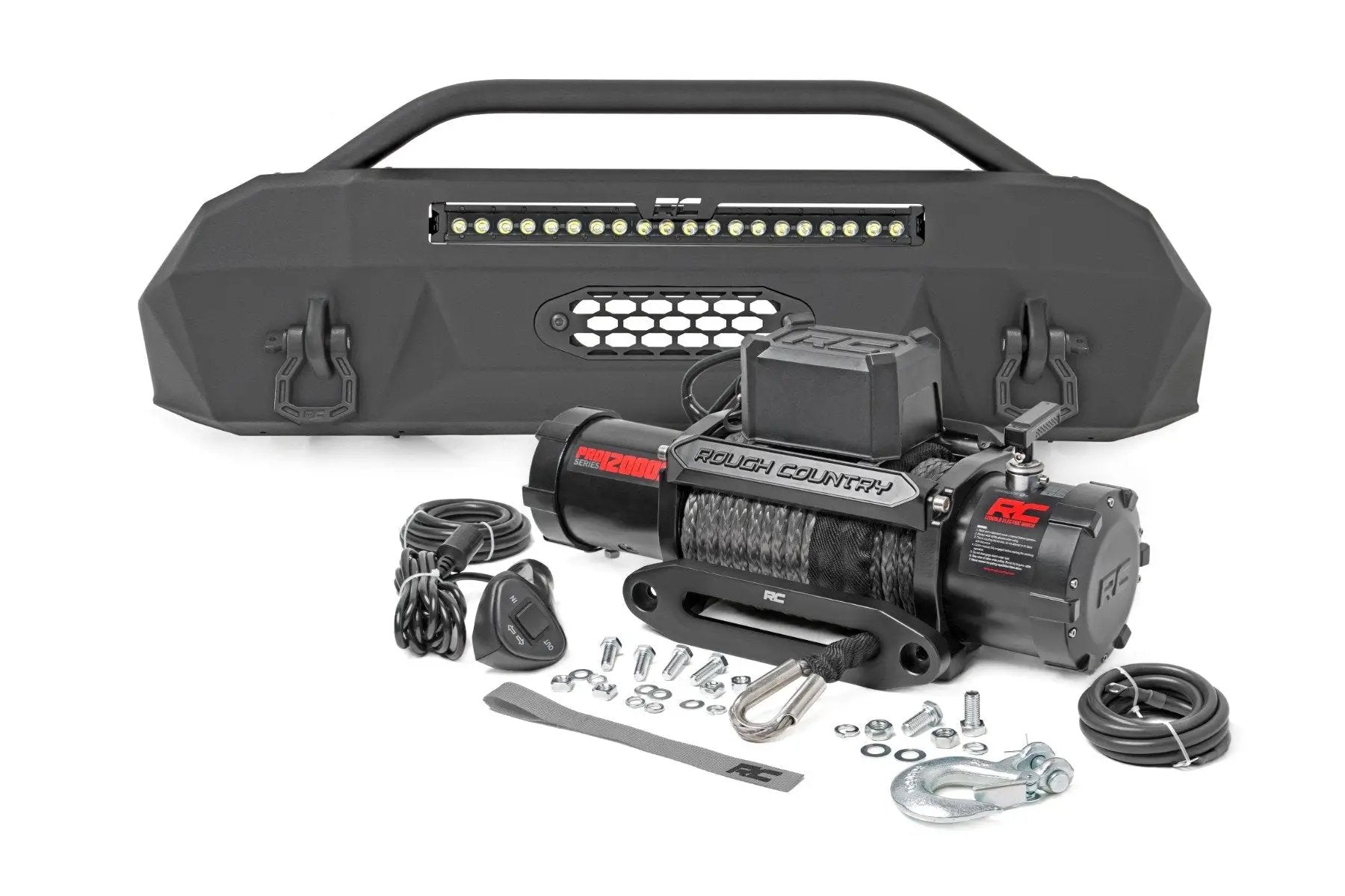 Rough Country Front Bumper | Hybrid | 20" Blk DRL LED | Toyota Tacoma 4WD (2016-2023) by Rough Country