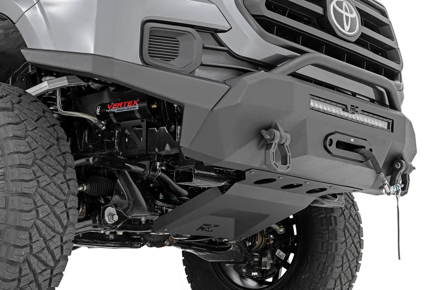Rough Country Front Bumper | Hybrid | 20" Blk LED | 9500-Lb Winch Syn | Toyota Tacoma (16-23) by Rough Country
