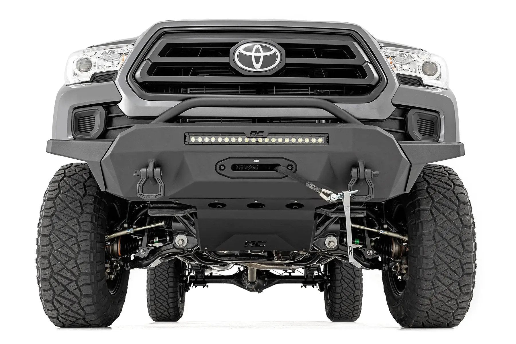 Rough Country Front Bumper | Hybrid | 20" Blk LED | 12000-Lb Winch Syn | Toyota Tacoma (16-23) by Rough Country