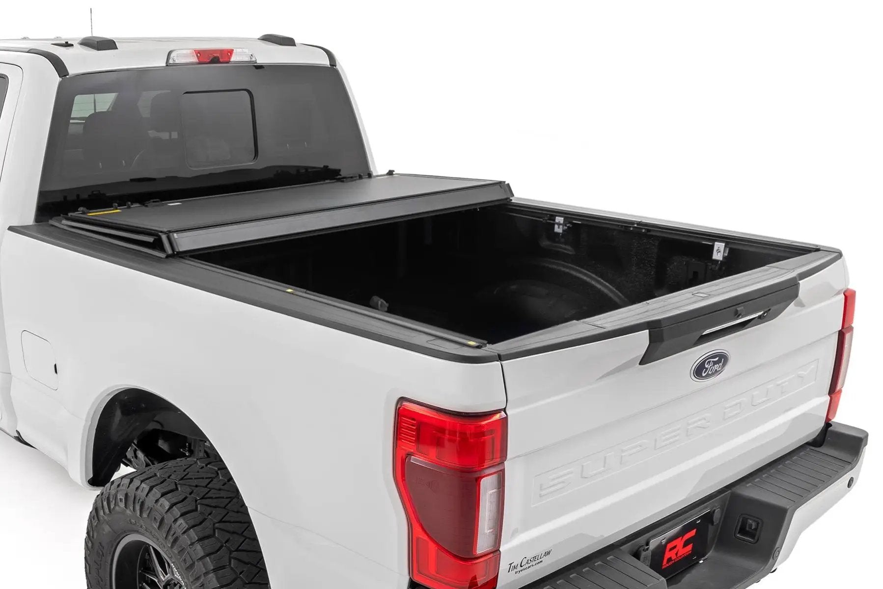 Rough Country Hard Tri-Fold Flip Up Bed Cover | 6'10" Bed | Ford F-250/F-350 Super Duty (17-26) by Rough Country