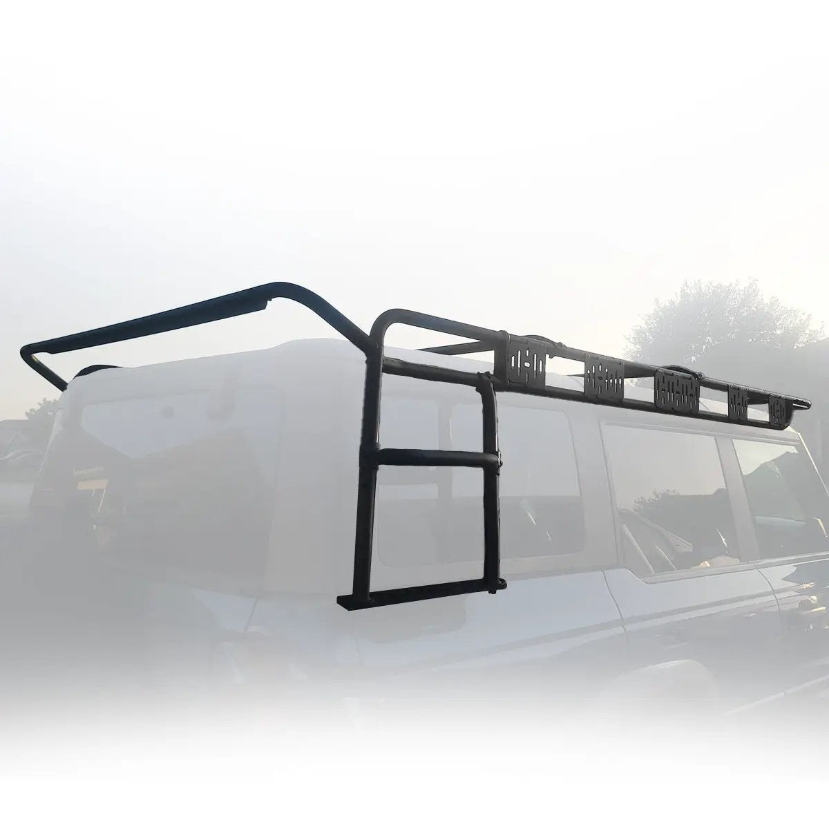 King 4WD Ford Bronco Overland Rack System With Integrated Step and Light Bar Mount by King 4WD