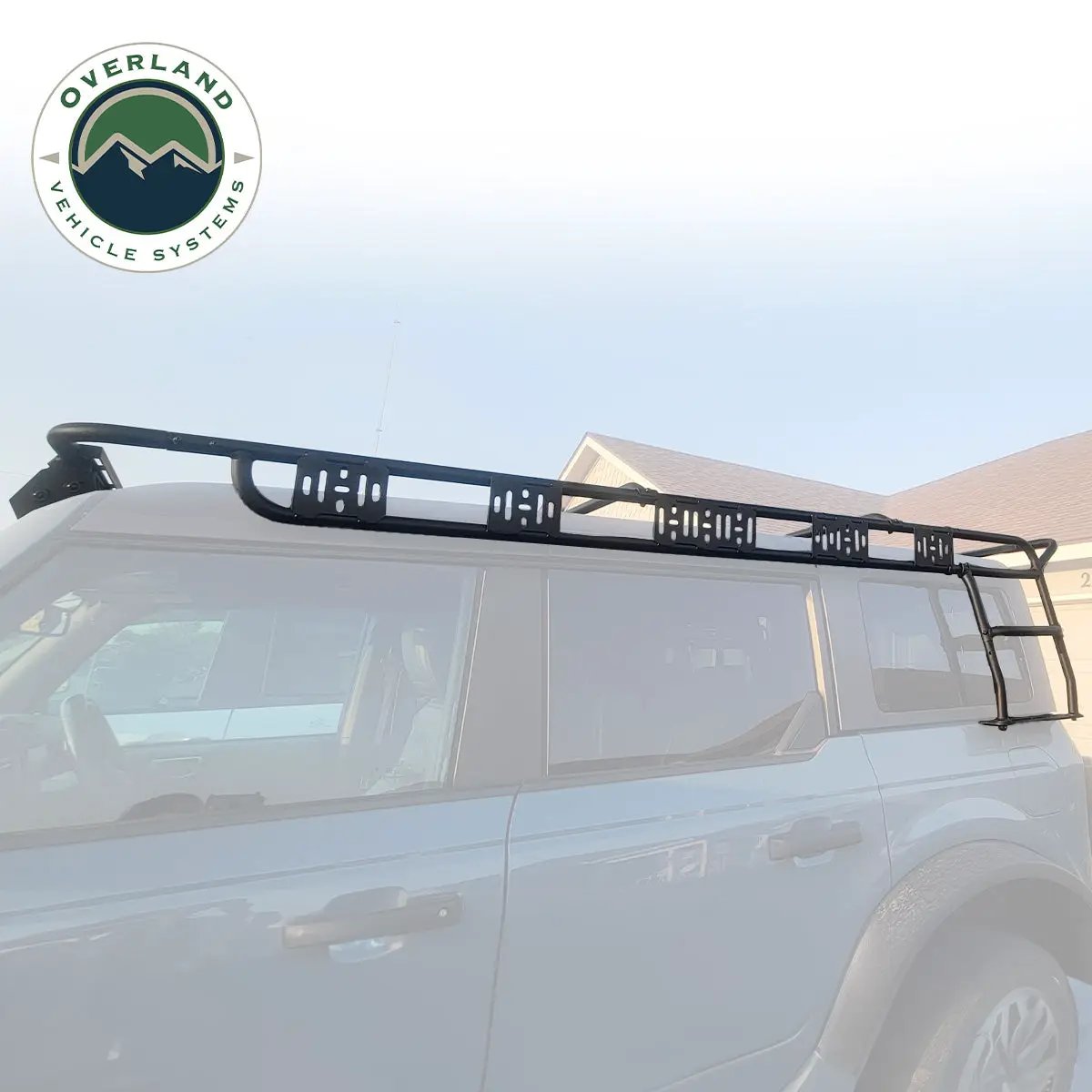 King 4WD Ford Bronco Overland Rack System With Integrated Step and Light Bar Mount by King 4WD