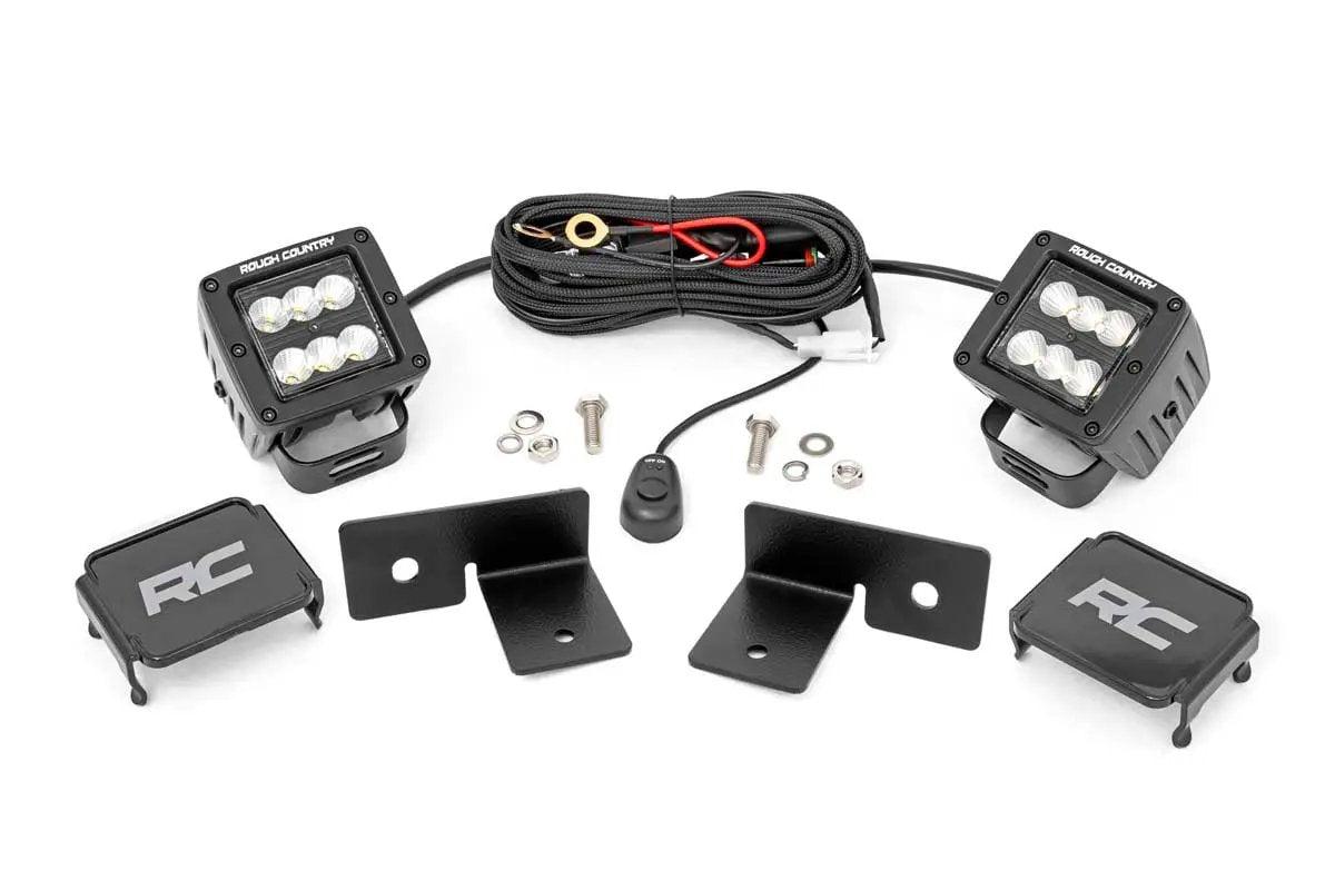 Rough Country LED Light Kit | Under Bed Mount | 2" Black Pair | Spot | Polaris General XP 4 1000 by Rough Country