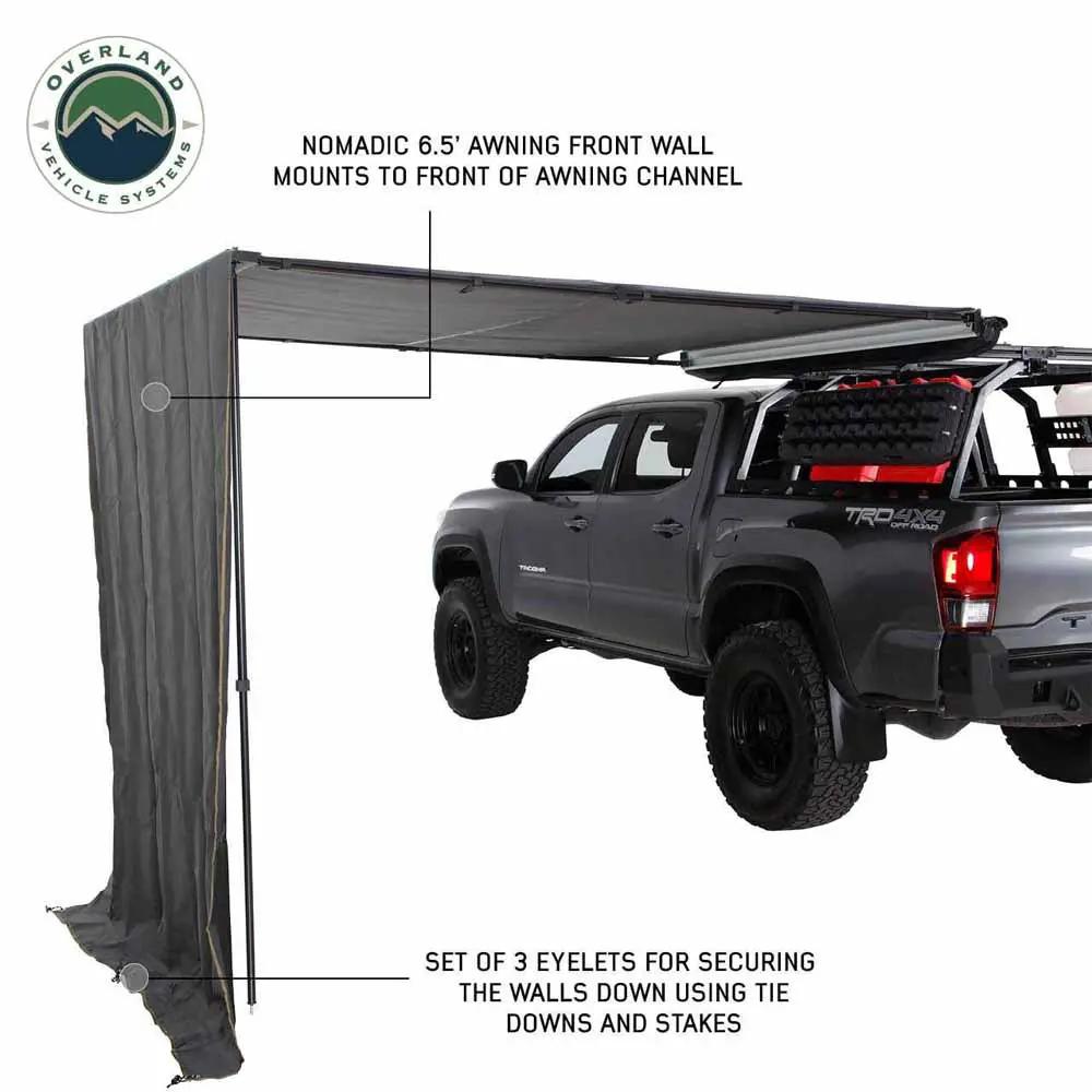 OVS HD Nomadic 2.0 - Awning Wall - (Left or Right), 6.5' x 8.0', Grey Body, Green Trim W/Storage Bag by OVS