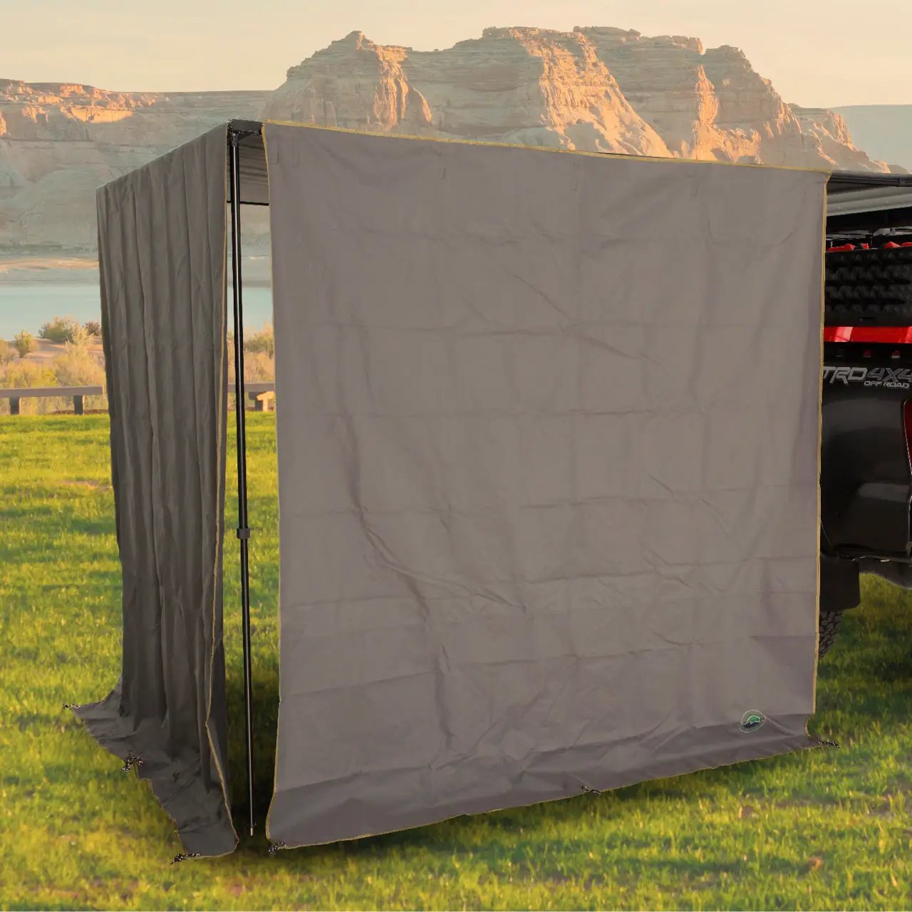 OVS HD Nomadic 2.0 - Awning Wall Front Section, 6.5' x 6.5', Grey Body, Green Trim W/Storage Bag by OVS