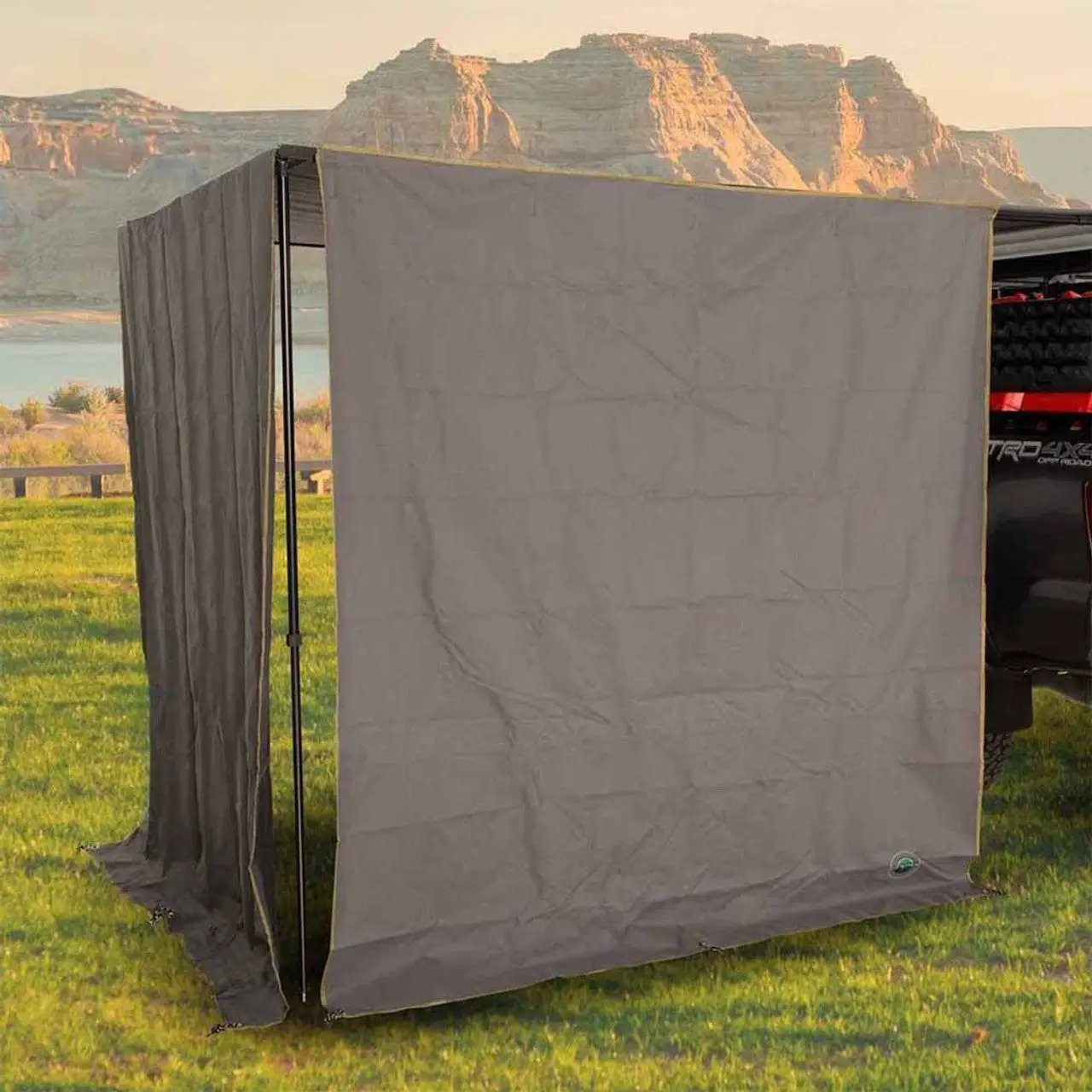 OVS HD Nomadic 2.0 - Awning Wall Front Section, 6.5' x 6.5', Grey Body, Green Trim W/Storage Bag by OVS