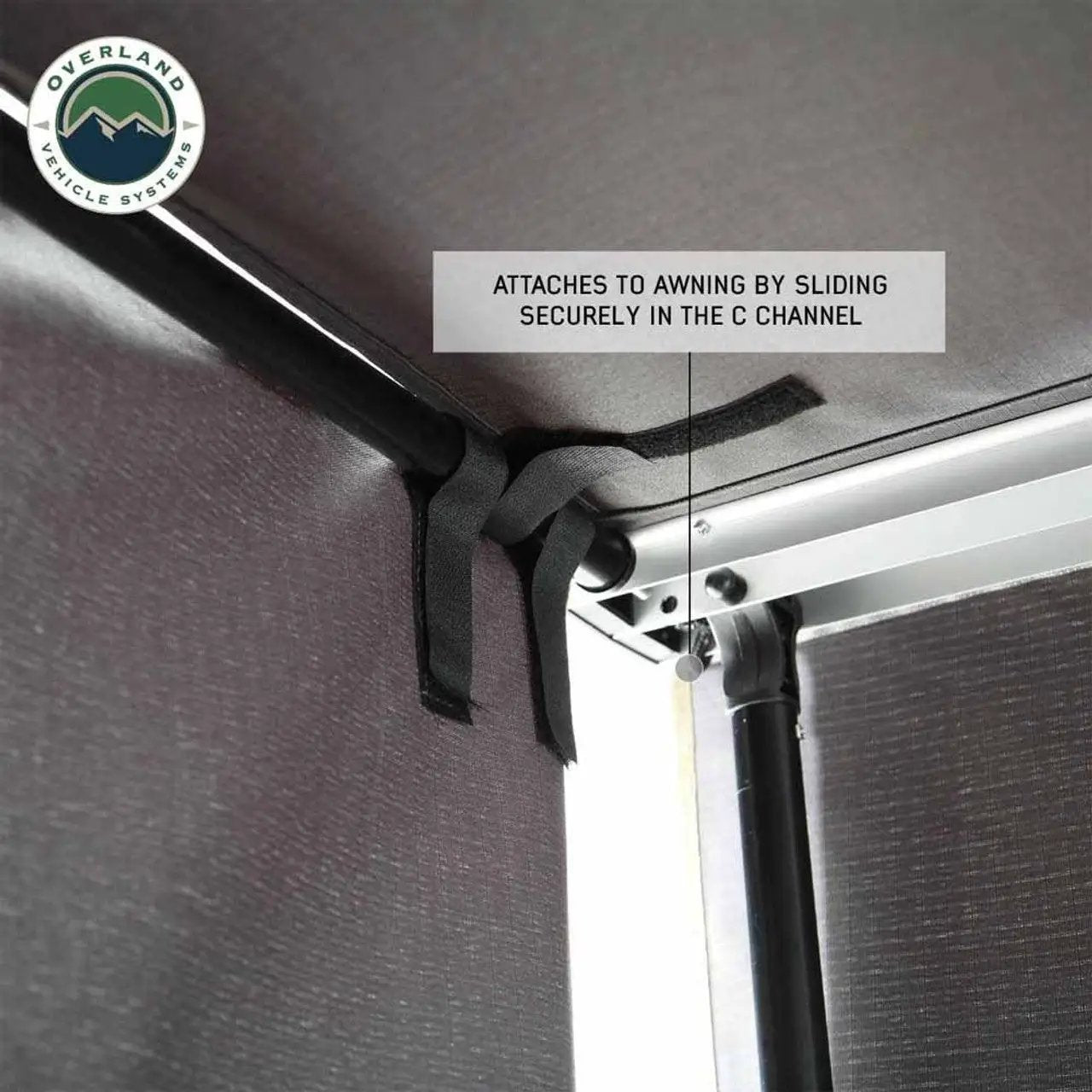 OVS HD Nomadic 2.0 - Awning Wall Front Section, 6.5' x 6.5', Grey Body, Green Trim W/Storage Bag by OVS