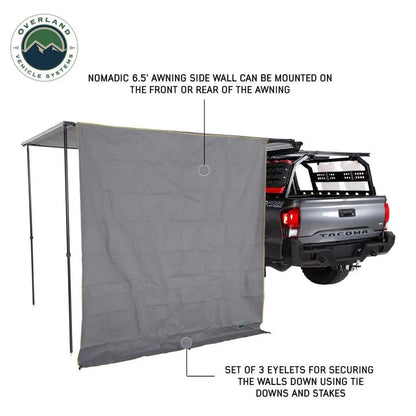 OVS HD Nomadic 2.0 - Awning Wall Front Section, 6.5' x 6.5', Grey Body, Green Trim W/Storage Bag by OVS