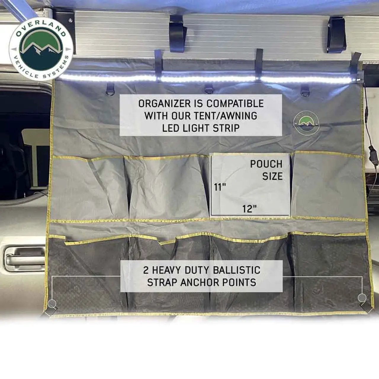 OVS HD Nomadic - Awning Organizer, Universal, Grey Body, Green Trim W/Storage Bag by OVS
