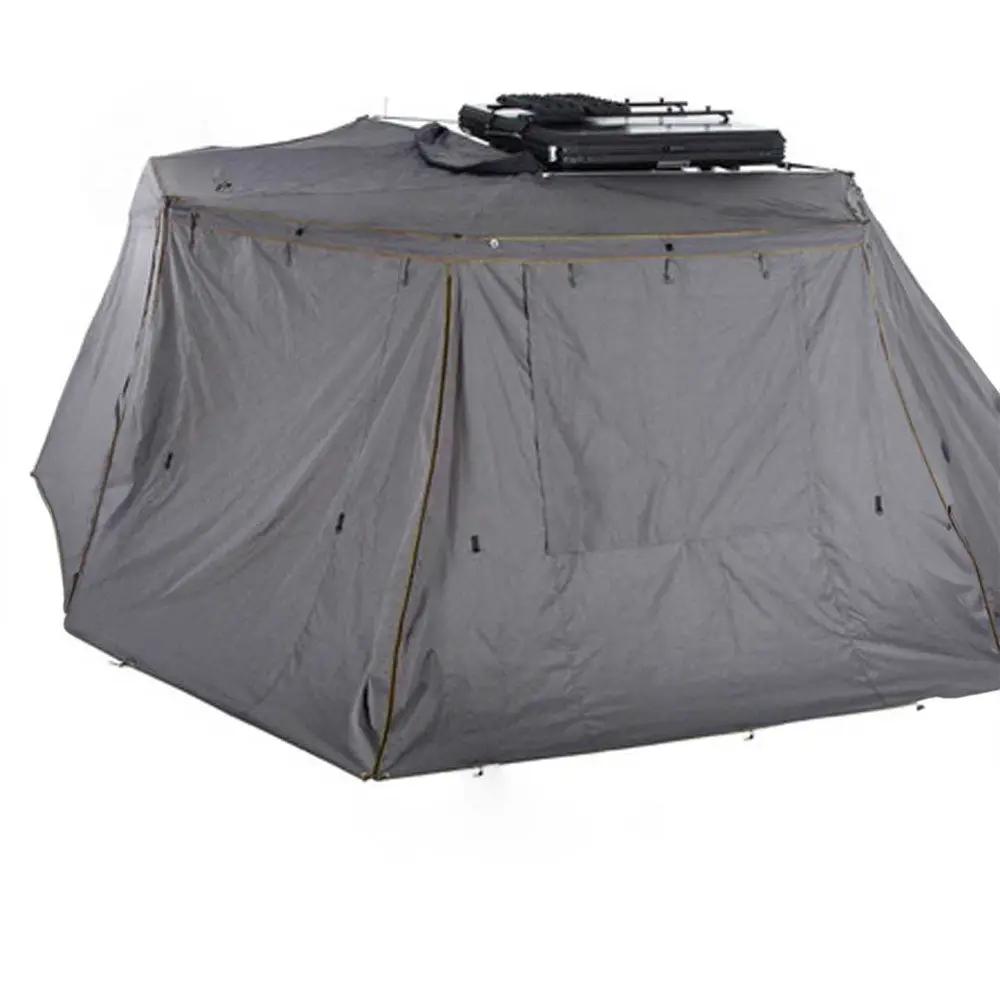 OVS HD Nomadic 270 - Awning Wall 2 W/Window, Driver Side, Grey Body, Green Trim W/Storage Bag by OVS
