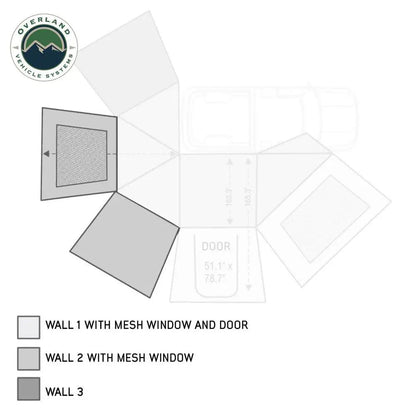 OVS HD Nomadic 270 - Awning Wall 2 W/Window, Driver Side, Grey Body, Green Trim W/Storage Bag by OVS