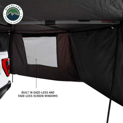 OVS HD Nomadic 270 - Awning Wall 2 W/Window, Driver Side, Grey Body, Green Trim W/Storage Bag by OVS
