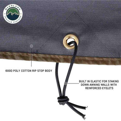 OVS HD Nomadic 270 - Awning Wall 2 W/Window, Driver Side, Grey Body, Green Trim W/Storage Bag by OVS