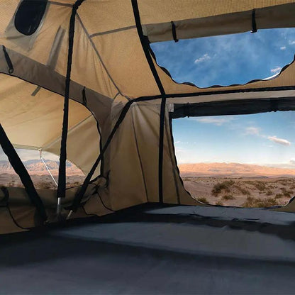 OVS LD TMBK - Soft Sided Roof Top Tent, 2 Person, Tan Body & Green Rainfly by OVS