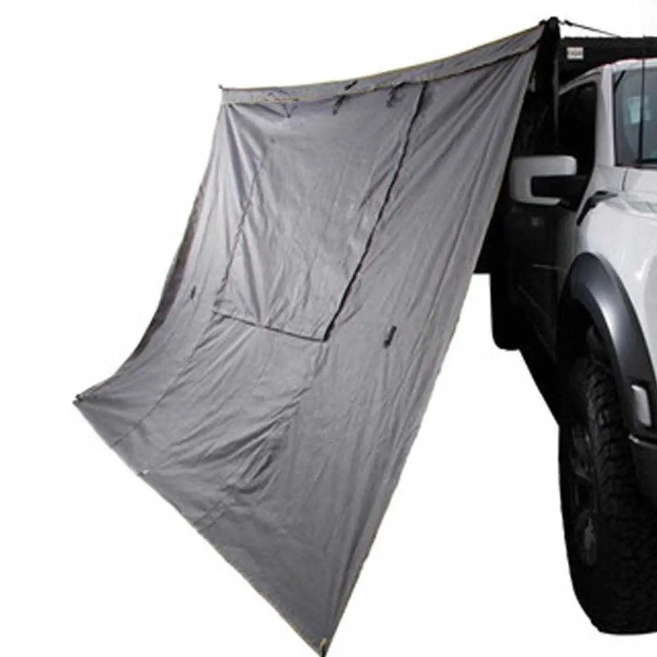 OVS HD Nomadic 270 - Awning Wall 1 W/Door & Window, Passenger Side, Grey Body, Green Trim W/Storage Bag by OVS