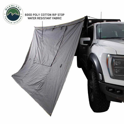 OVS HD Nomadic 270 - Awning Wall 1 W/Door & Window, Passenger Side, Grey Body, Green Trim W/Storage Bag by OVS