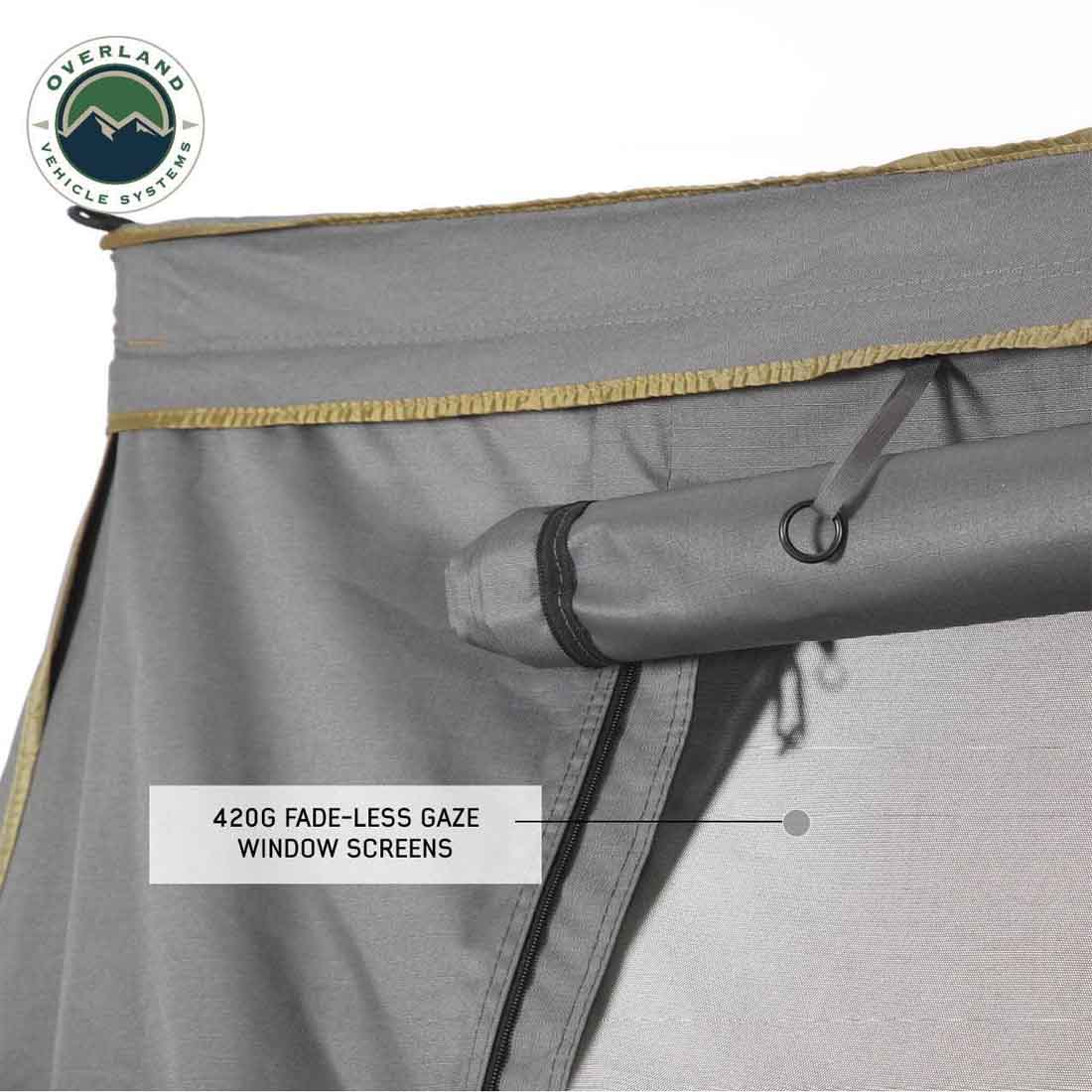 OVS HD Nomadic 270 - Awning Wall 1 W/Door & Window, Passenger Side, Grey Body, Green Trim W/Storage Bag by OVS