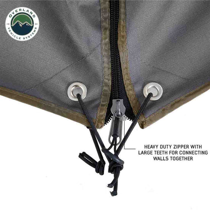 OVS HD Nomadic 270 - Awning Wall 1 W/Door & Window, Passenger Side, Grey Body, Green Trim W/Storage Bag by OVS