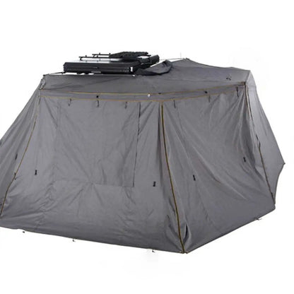 OVS HD Nomadic 270 - Awning Wall 2 W/Window, Passenger Side, Grey Body, Green Trim W/Storage Bag by OVS