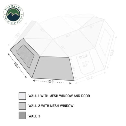 OVS HD Nomadic 270 - Awning Wall 2 W/Window, Passenger Side, Grey Body, Green Trim W/Storage Bag by OVS