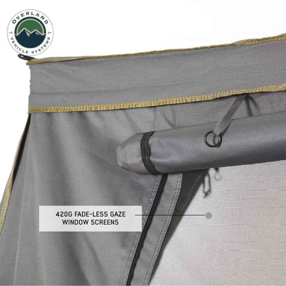 OVS HD Nomadic 270 - Awning Wall 2 W/Window, Passenger Side, Grey Body, Green Trim W/Storage Bag by OVS