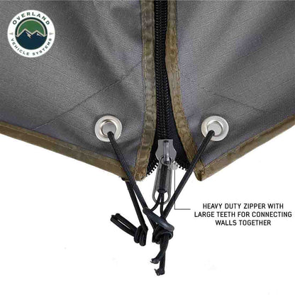 OVS HD Nomadic 270 - Awning Wall 2 W/Window, Passenger Side, Grey Body, Green Trim W/Storage Bag by OVS