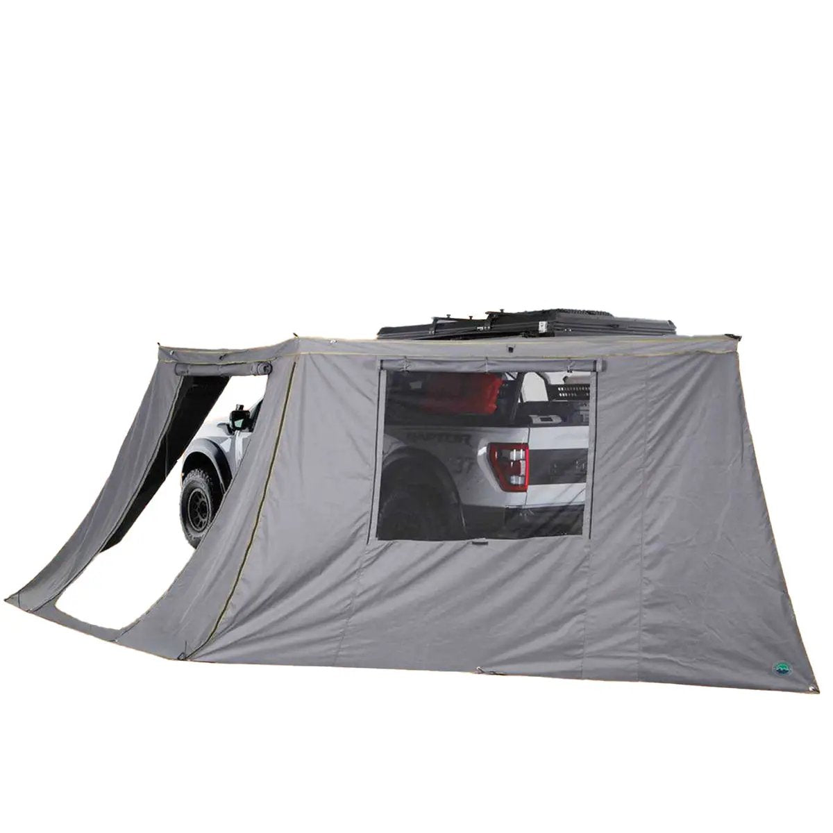OVS HD Nomadic 180 - Awning Wall W/Door & Windows, Universal, Grey Body, Green Trim W/Storage Bag by OVS