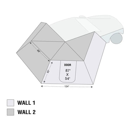 OVS HD Nomadic 270 LT - Awning Wall 1, Passenger Side, Grey Body, Green Trim W/Storage Bag by OVS