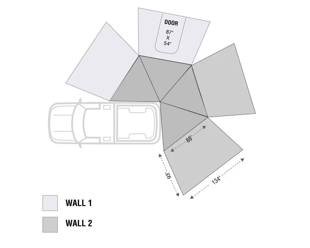 OVS HD Nomadic 270 LT - Awning Wall 1, Passenger Side, Grey Body, Green Trim W/Storage Bag by OVS