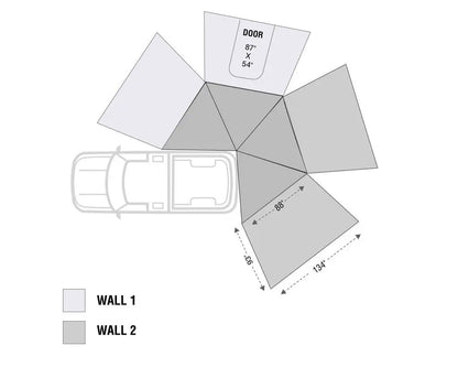 OVS HD Nomadic 270 LT - Awning Wall 1, Passenger Side, Grey Body, Green Trim W/Storage Bag by OVS