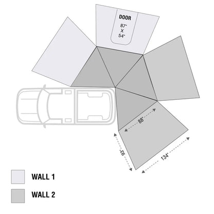 OVS HD Nomadic 270 LT - Awning Wall 1, Passenger Side, Grey Body, Green Trim W/Storage Bag by OVS