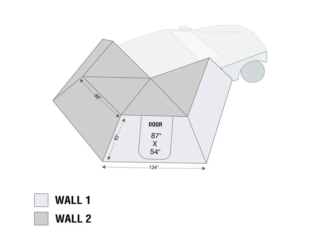 OVS HD Nomadic 270 LT - Awning Wall 2, Passenger Side, Grey Body, Green Trim W/Storage Bag by OVS