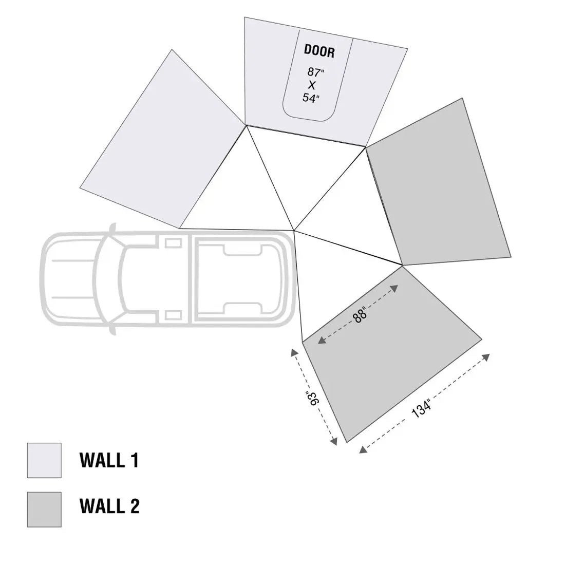 OVS HD Nomadic 270 LT - Awning Wall 2, Passenger Side, Grey Body, Green Trim W/Storage Bag by OVS