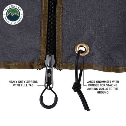 OVS HD Nomadic 270 LTE - Awning Wall 2, Driver Side, Grey Body, Green Trim W/Storage Bag by OVS