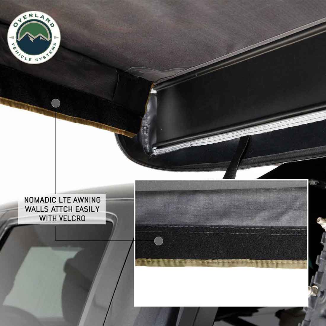 OVS HD Nomadic 270 LTE - Awning Wall 2, Driver Side, Grey Body, Green Trim W/Storage Bag by OVS