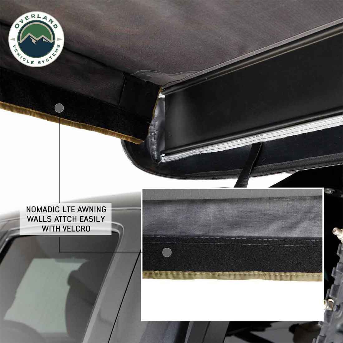 OVS HD Nomadic 270 LTE - Awning Wall 1, Passenger Side, Grey Body, Green Trim W/Storage Bag by OVS