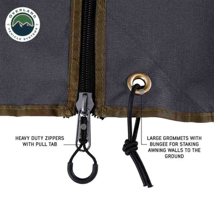 OVS HD Nomadic 270 LTE - Awning Wall 2, Passenger Side, Grey Body, Green Trim W/Storage Bag by OVS