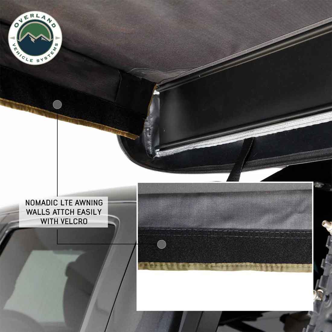OVS HD Nomadic 270 LTE - Awning Wall 2, Passenger Side, Grey Body, Green Trim W/Storage Bag by OVS